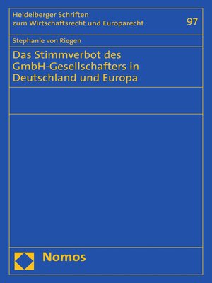 cover image of Das Stimmverbot des GmbH-Gesellschafters in Deutschland und Europa